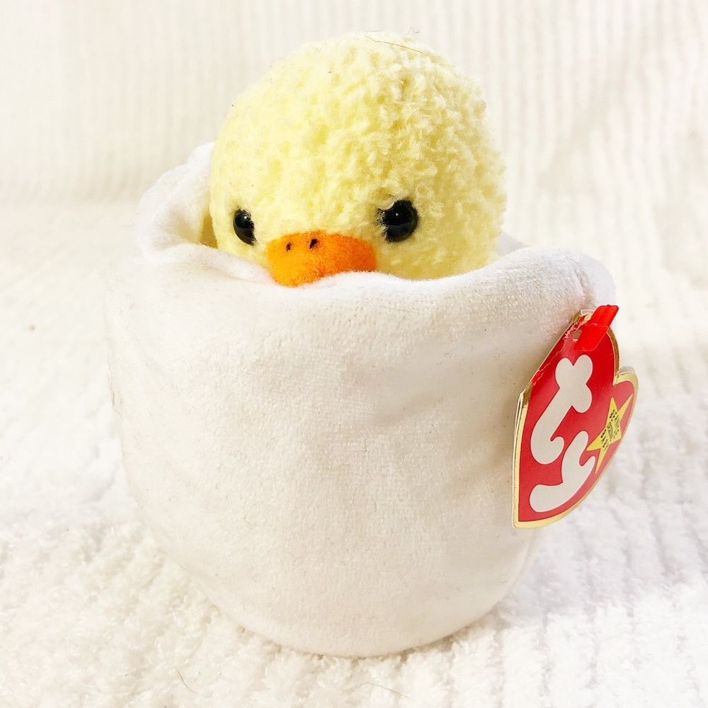 TY Beanie Baby Yellow Chick in White Cozy Cup Plush Toy